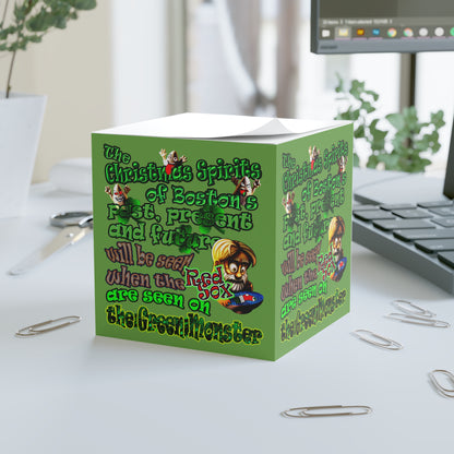 christmas spirits of boston - note cube (green)