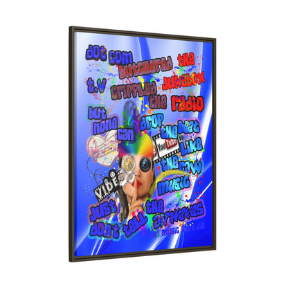 drop the beat - framed canvas art (blue-white wave)