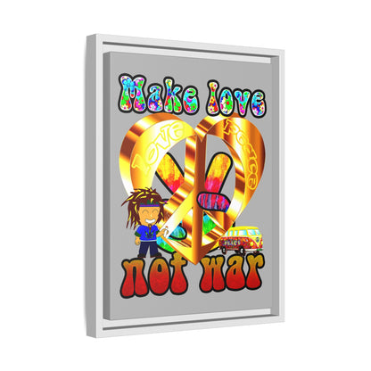 love peace - framed canvas art (light grey)