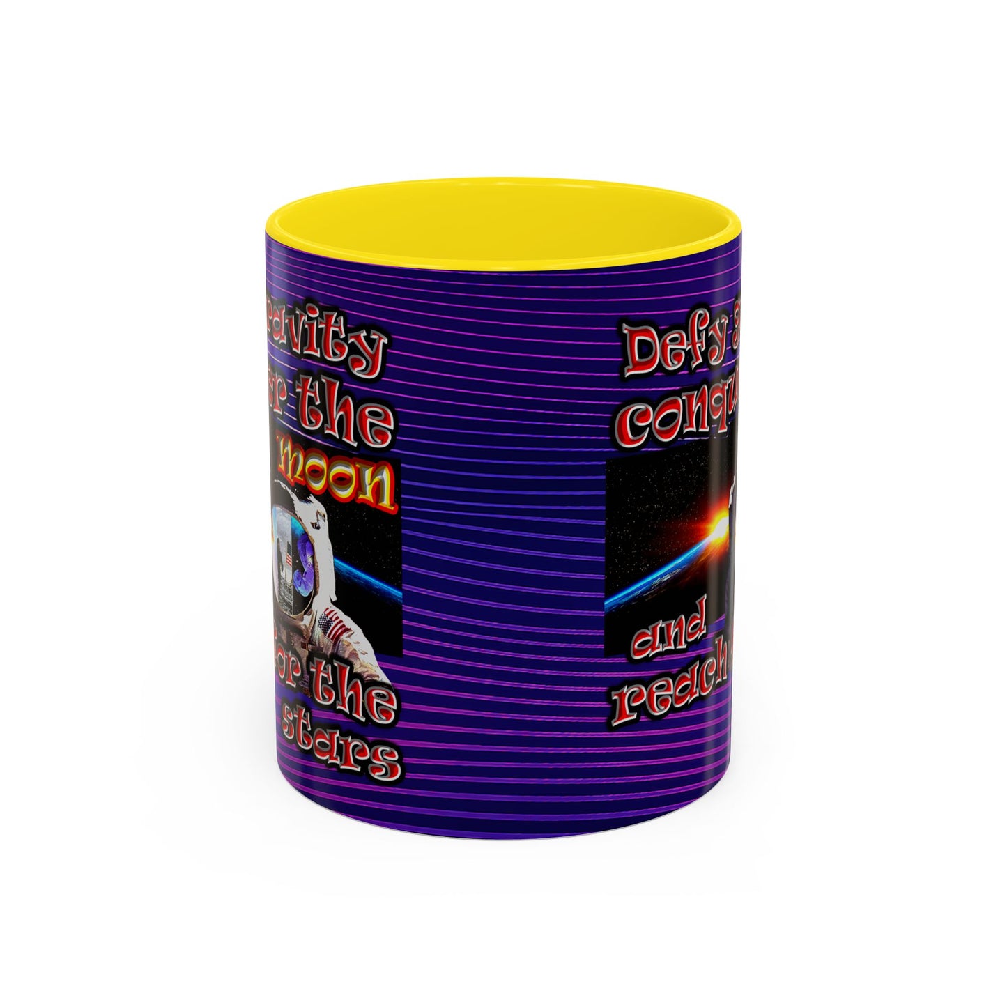 defy conquer reach - Accent Mug (purple wave)