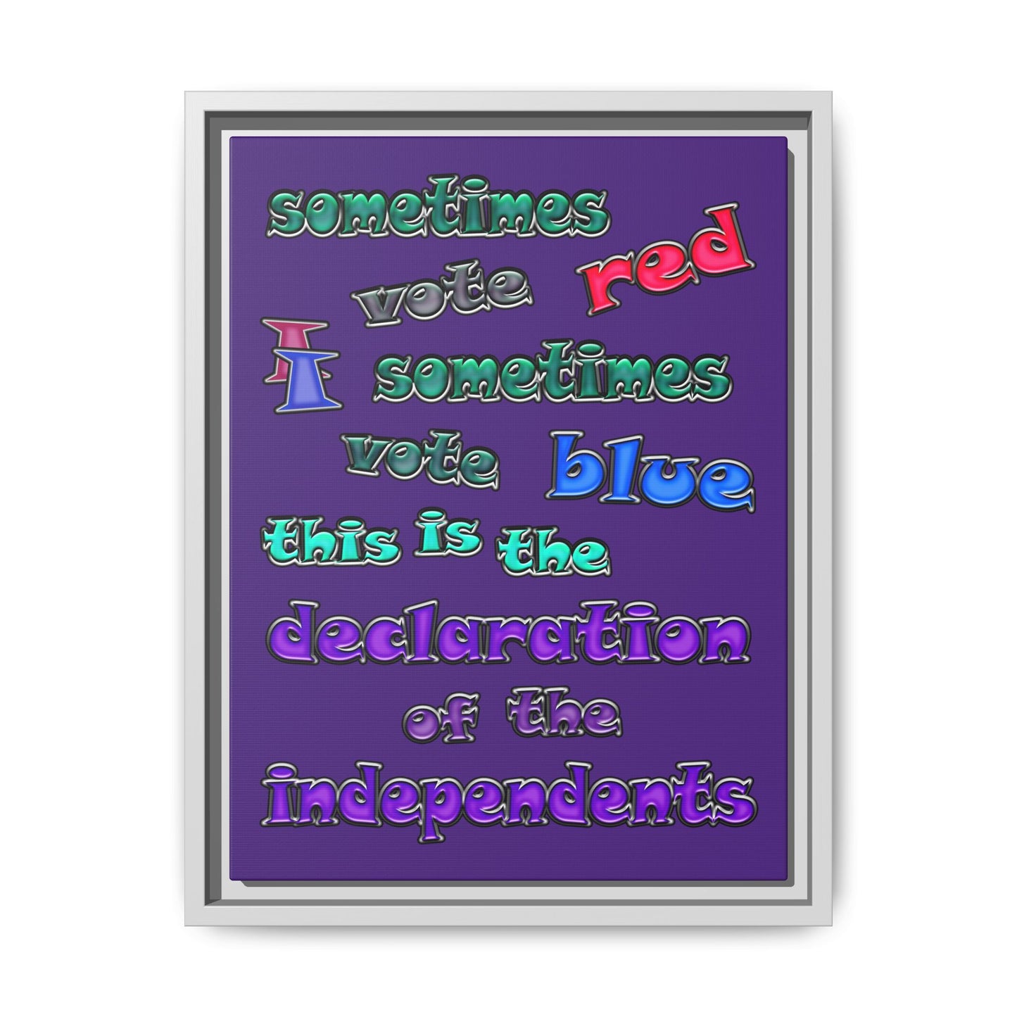 declaration of the independents - framed canvas art (purple)
