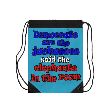 donkeys and elephants - Drawstring Bag (turquoise)