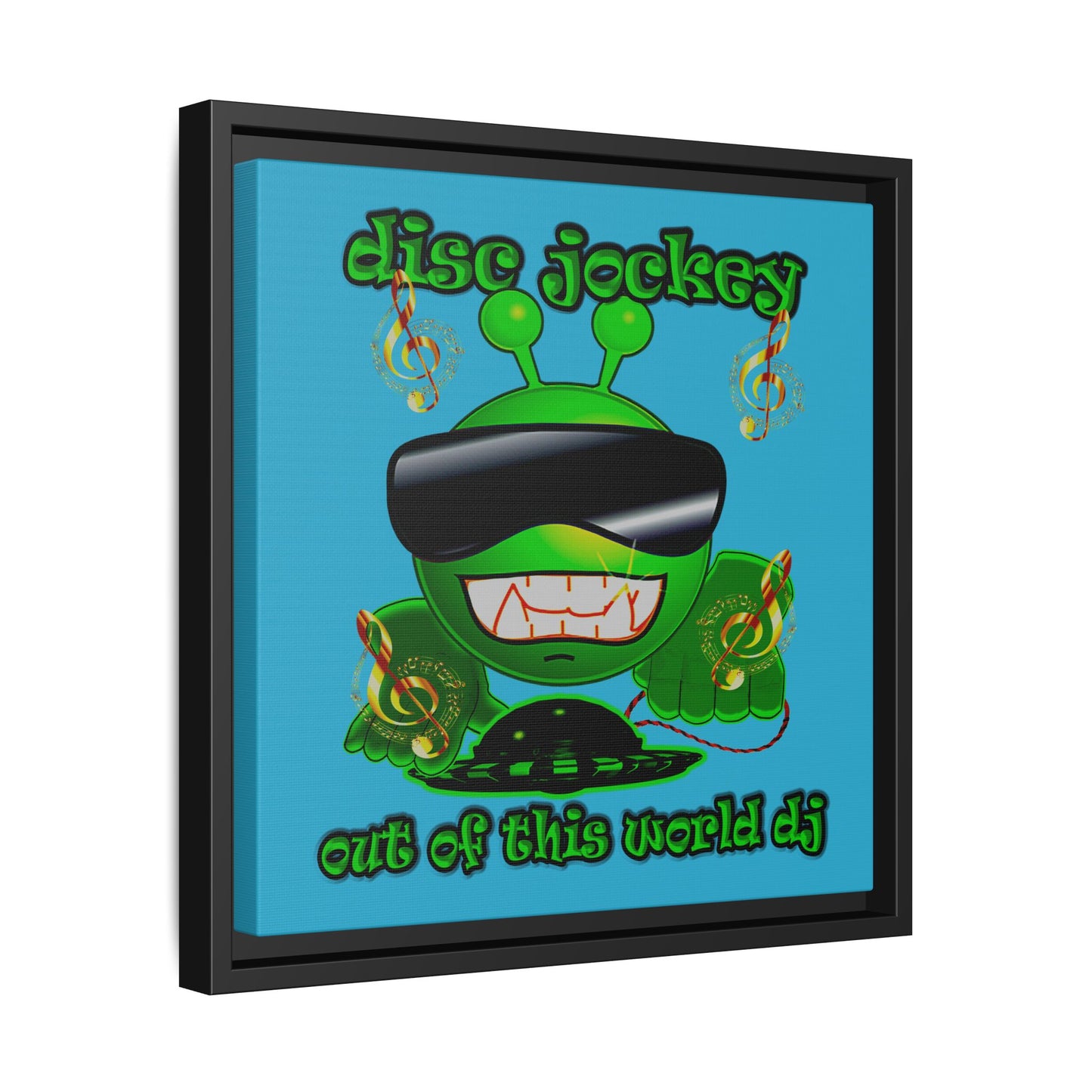 disc jockey - framed canvas art (turquoise)