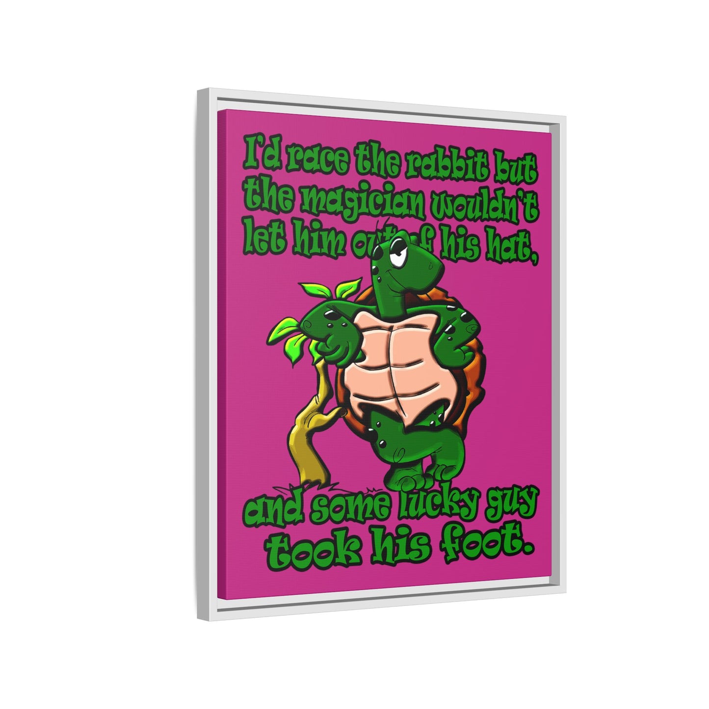 turtle race - framed canvas art (pink)