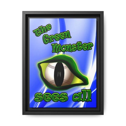green monster - framed canvas art (blue-white wave)