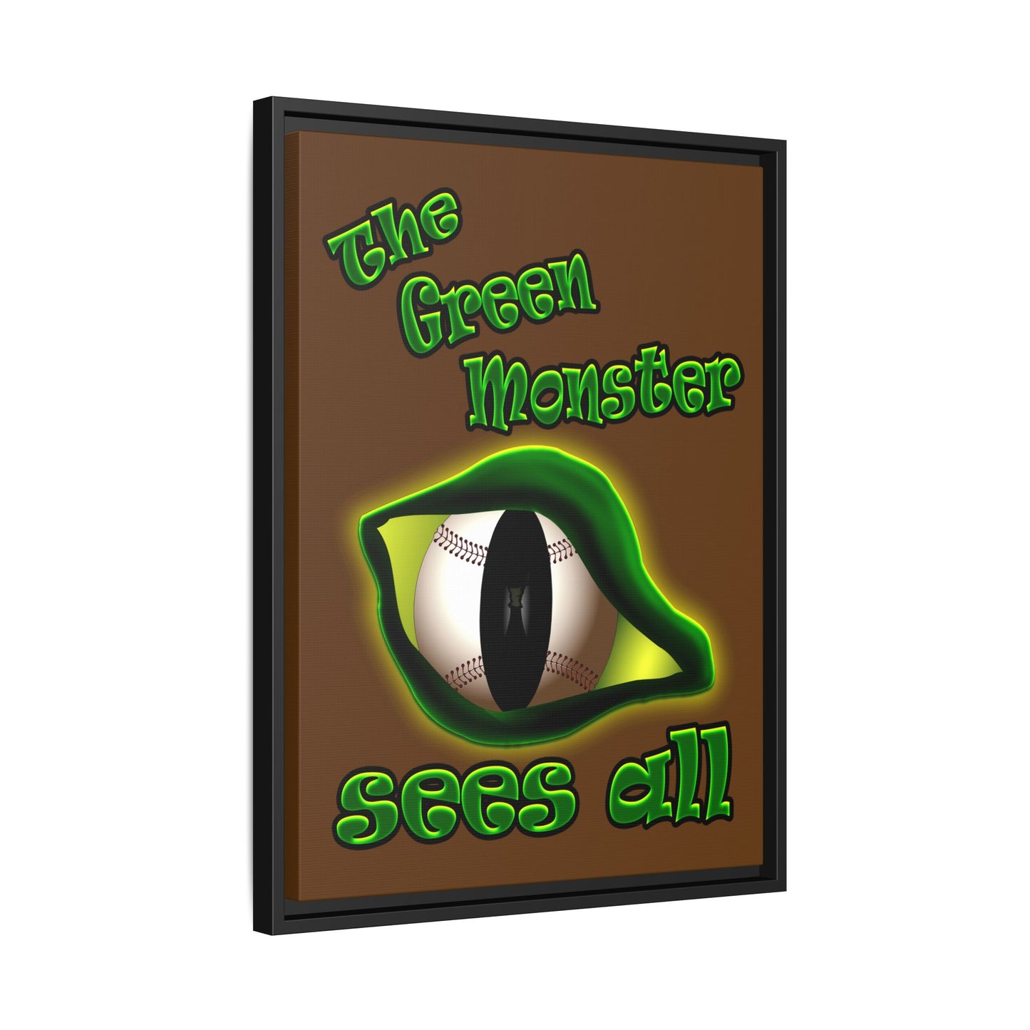 green monster - framed canvas art (brown)