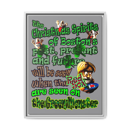 christmas spirits of boston - framed canvas art (grey)