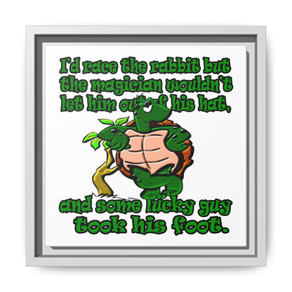 turtle race - framed canvas art (white)