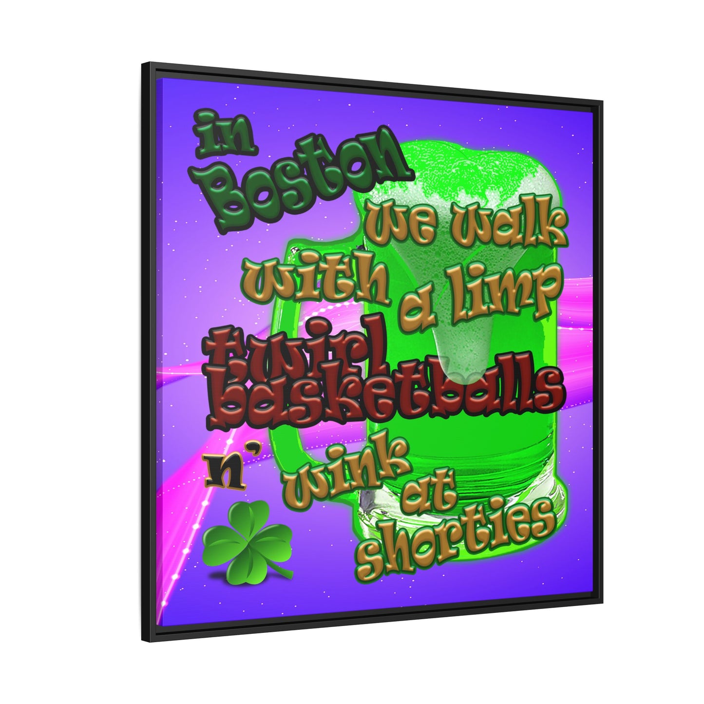celtics logo - framed canvas art (purple-pink wave)
