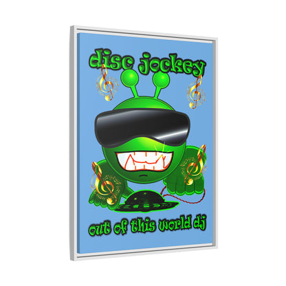 disc jockey - framed canvas art (light blue)