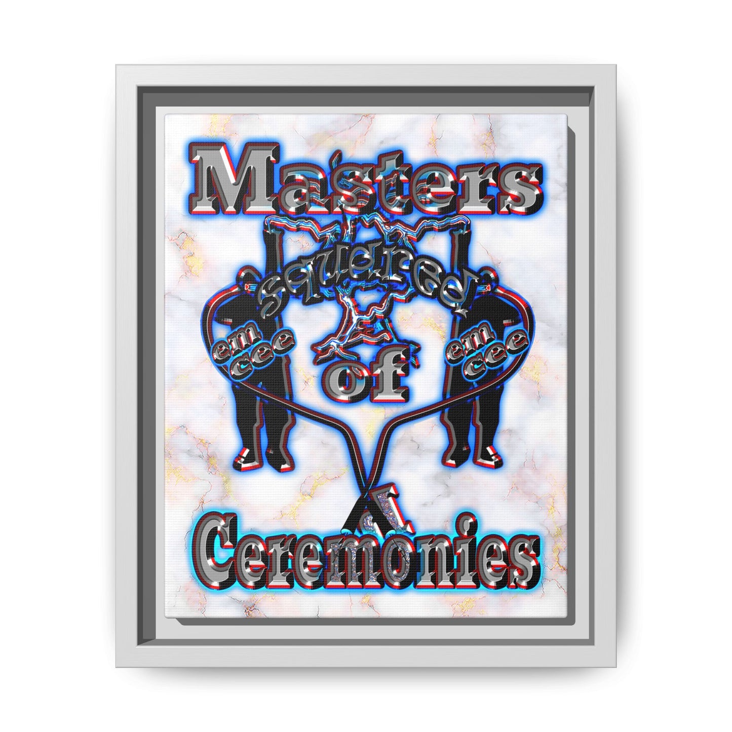 em cee squared - framed canvas art (white marble)
