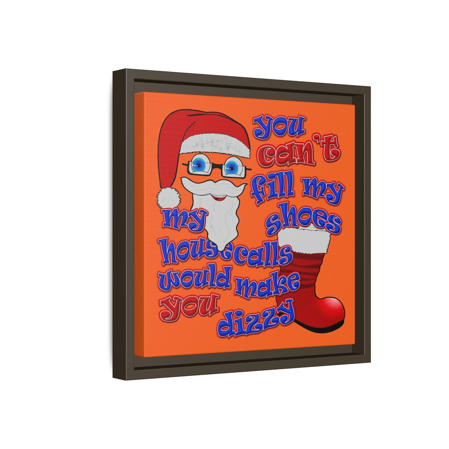 santa's shoes - framed canvas art (orange)
