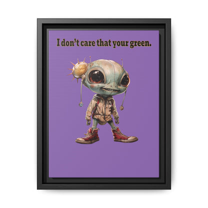 I don't care that your green - framed canvas art (light purple)