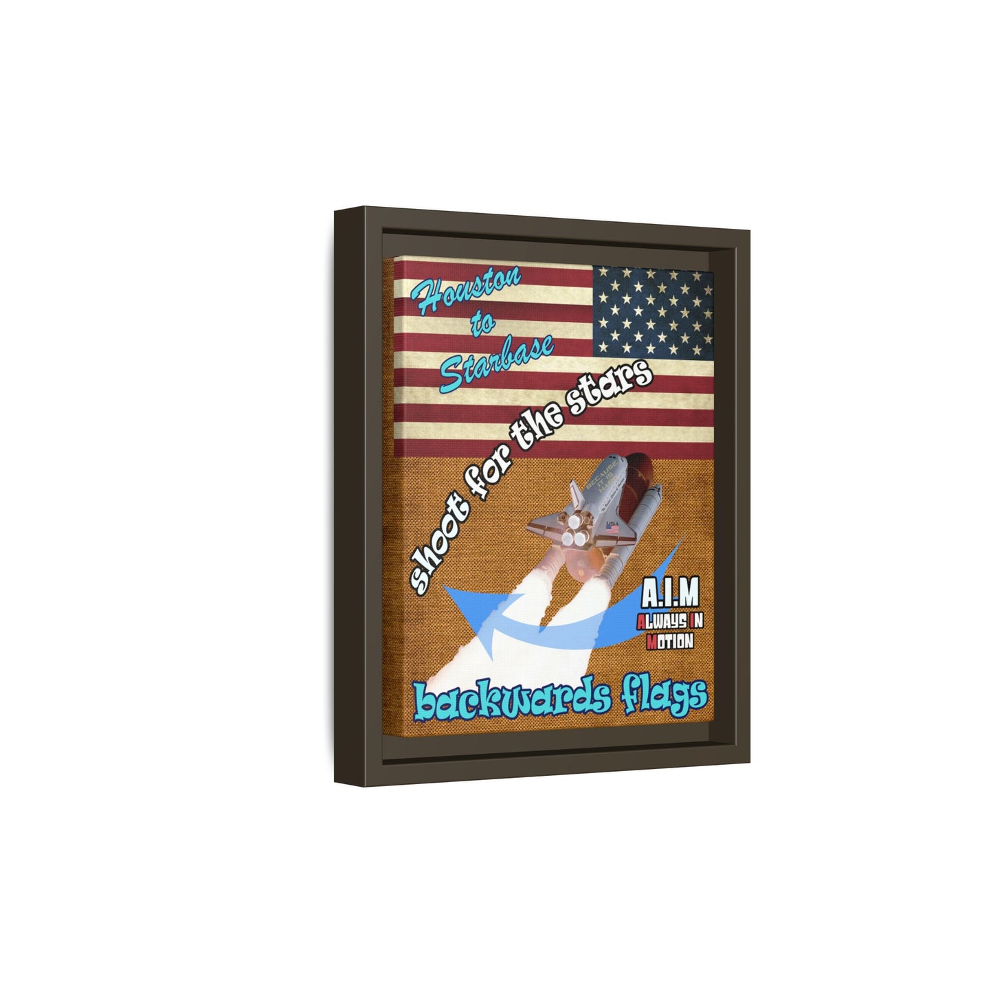 shoot for the stars - framed canvas art (brown papyrus)