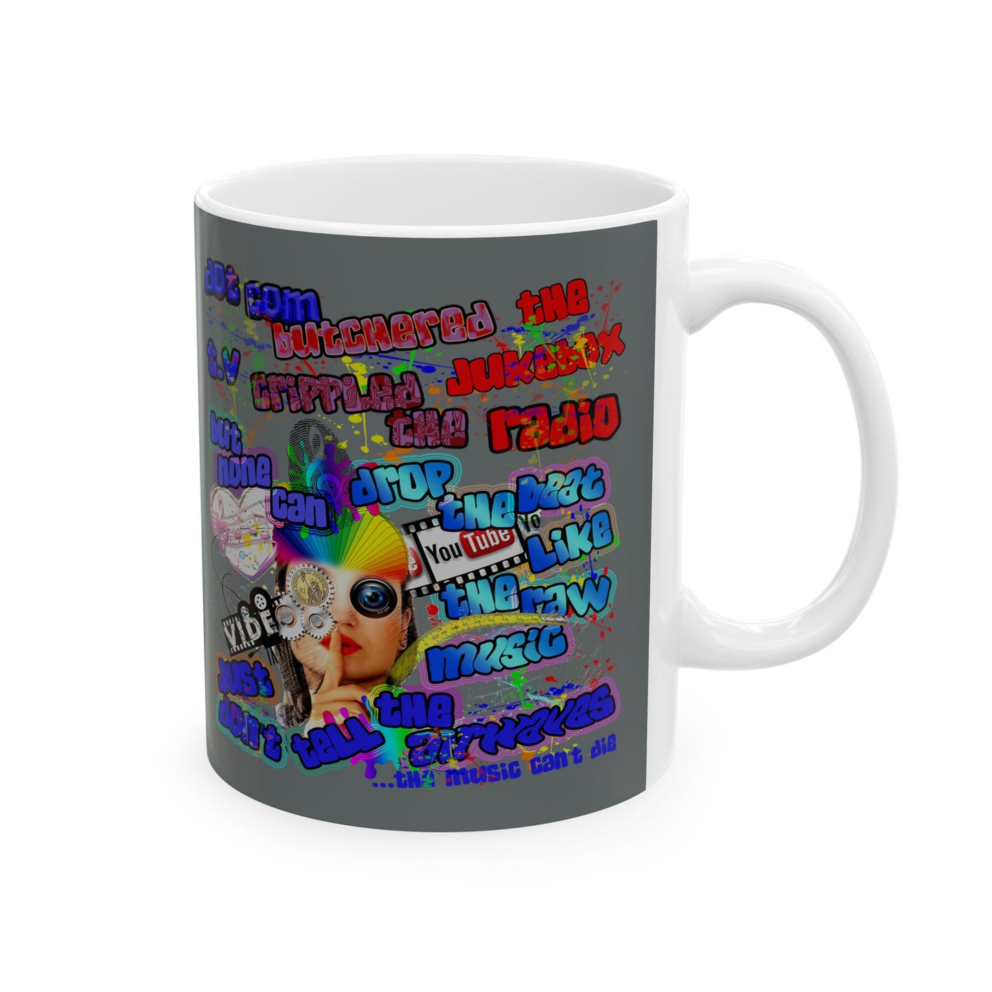 drop the beat - White Mug (dark grey)