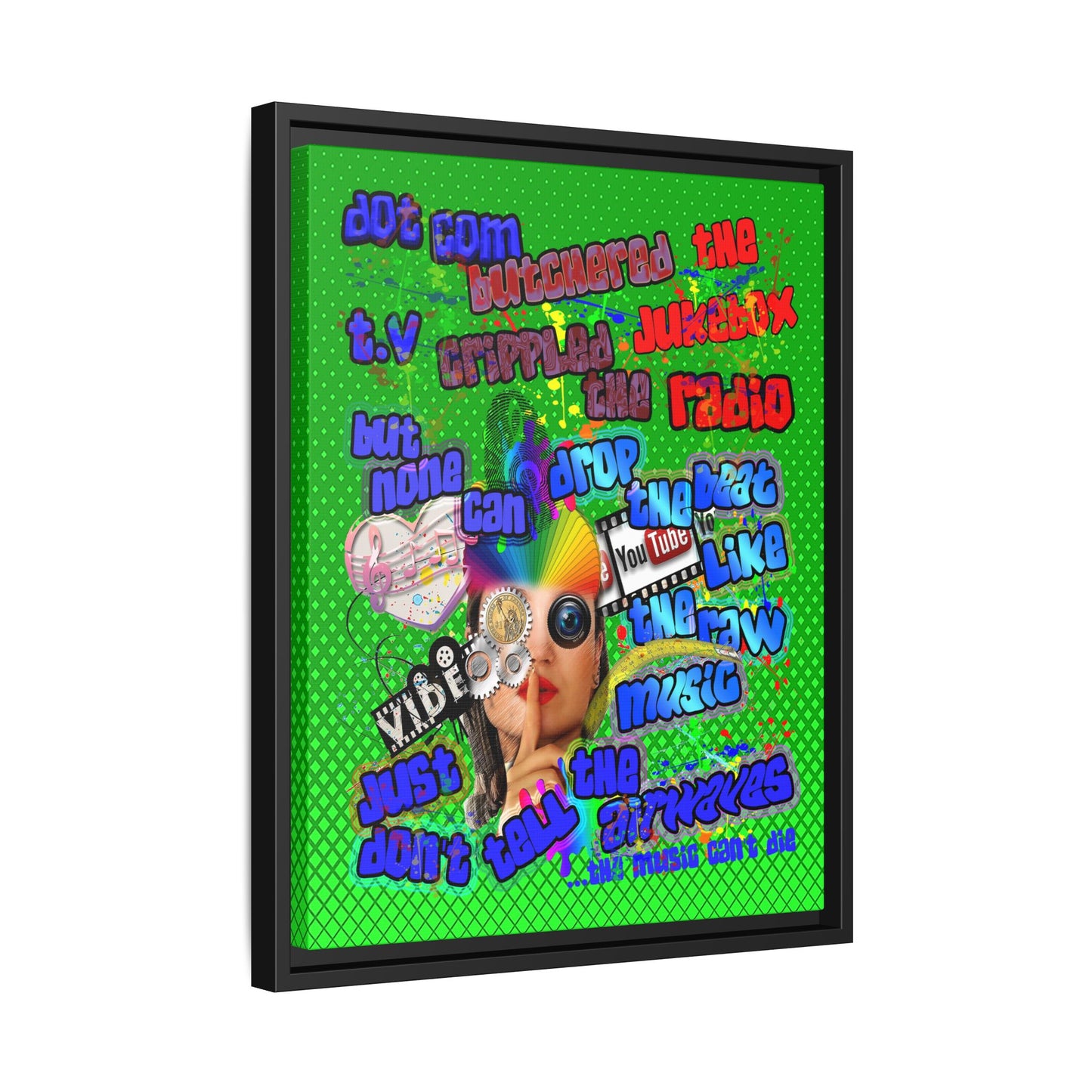 drop the beat - framed canvas art (logo green)