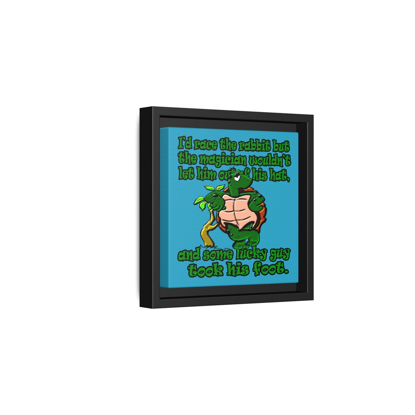 turtle race - framed canvas art (turquoise)