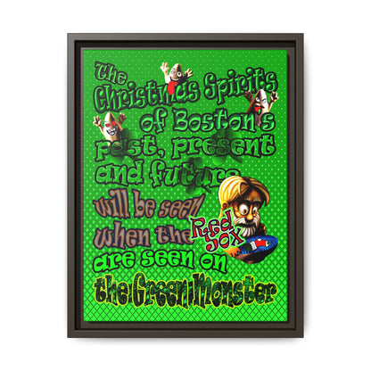 christmas spirits of boston - framed canvas art (logo green)