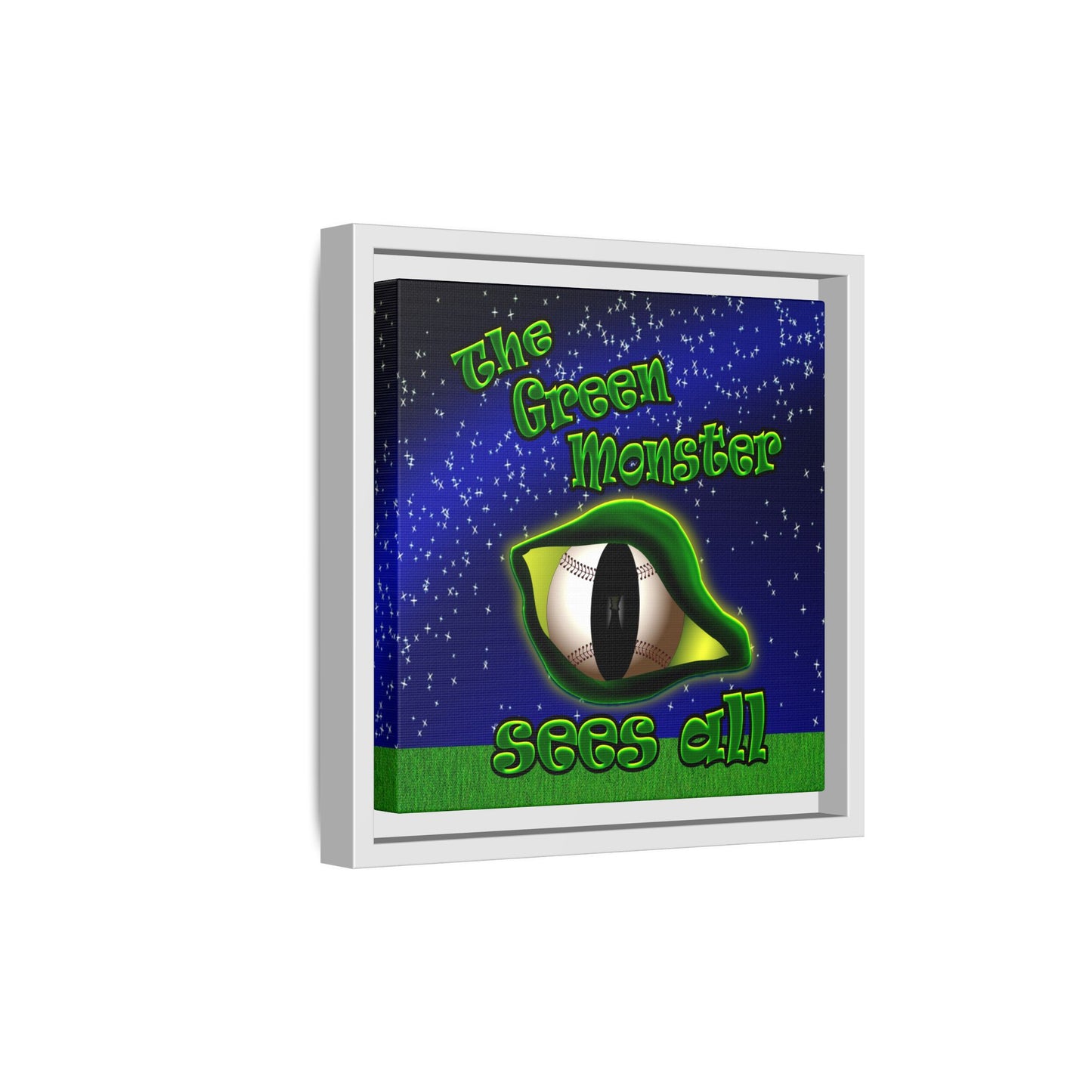 green monster - framed canvas art ('snoops' background)