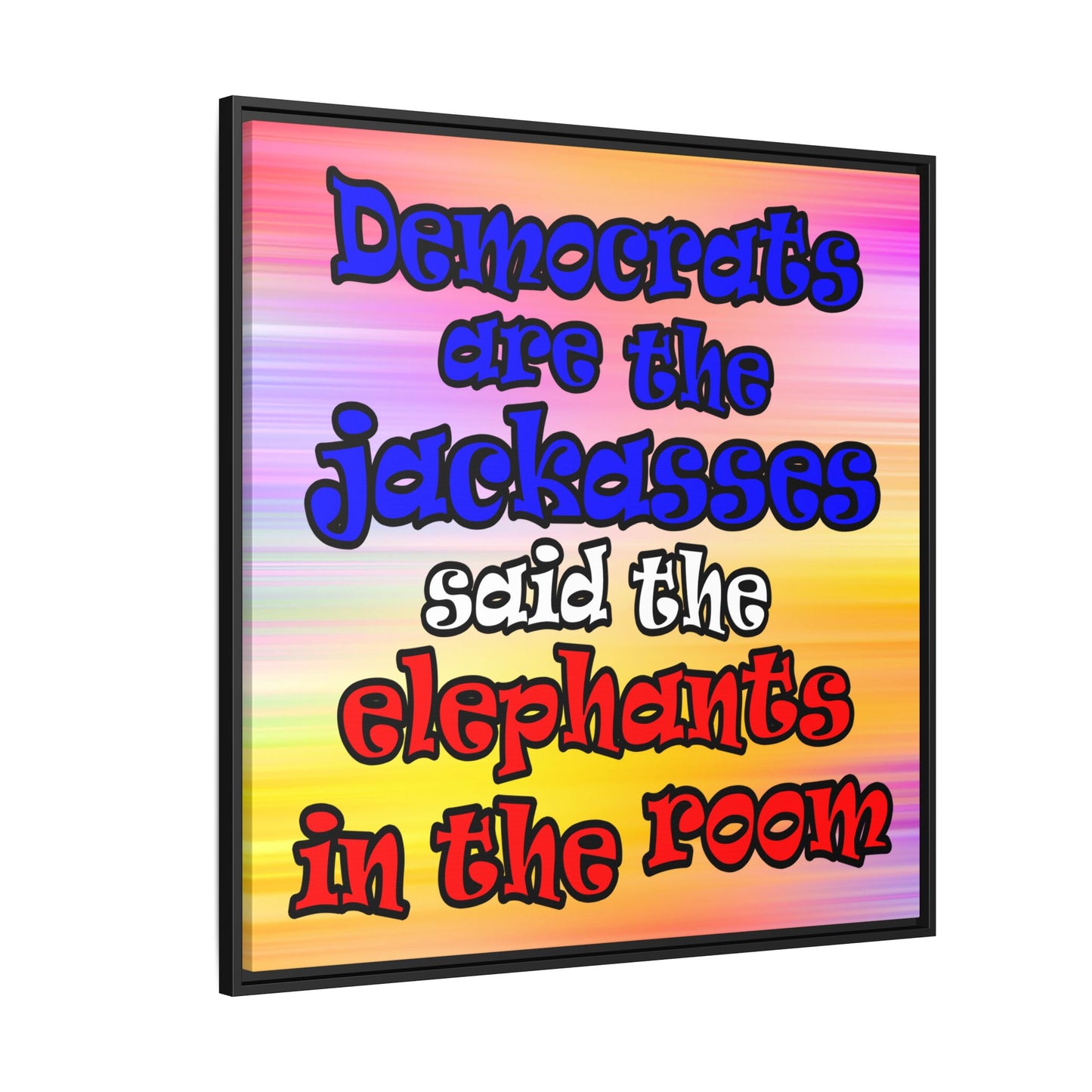 donkeys and elephants - framed canvas art (color blur)