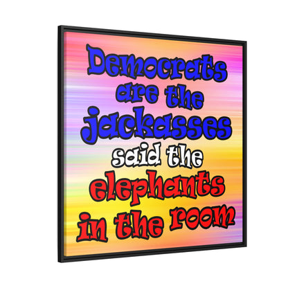donkeys and elephants - framed canvas art (color blur)