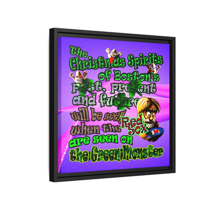 christmas spirits of boston - framed canvas art (purple-pink wave)