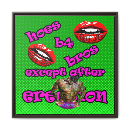 hoes b4 bros - framed canvas art (logo green)