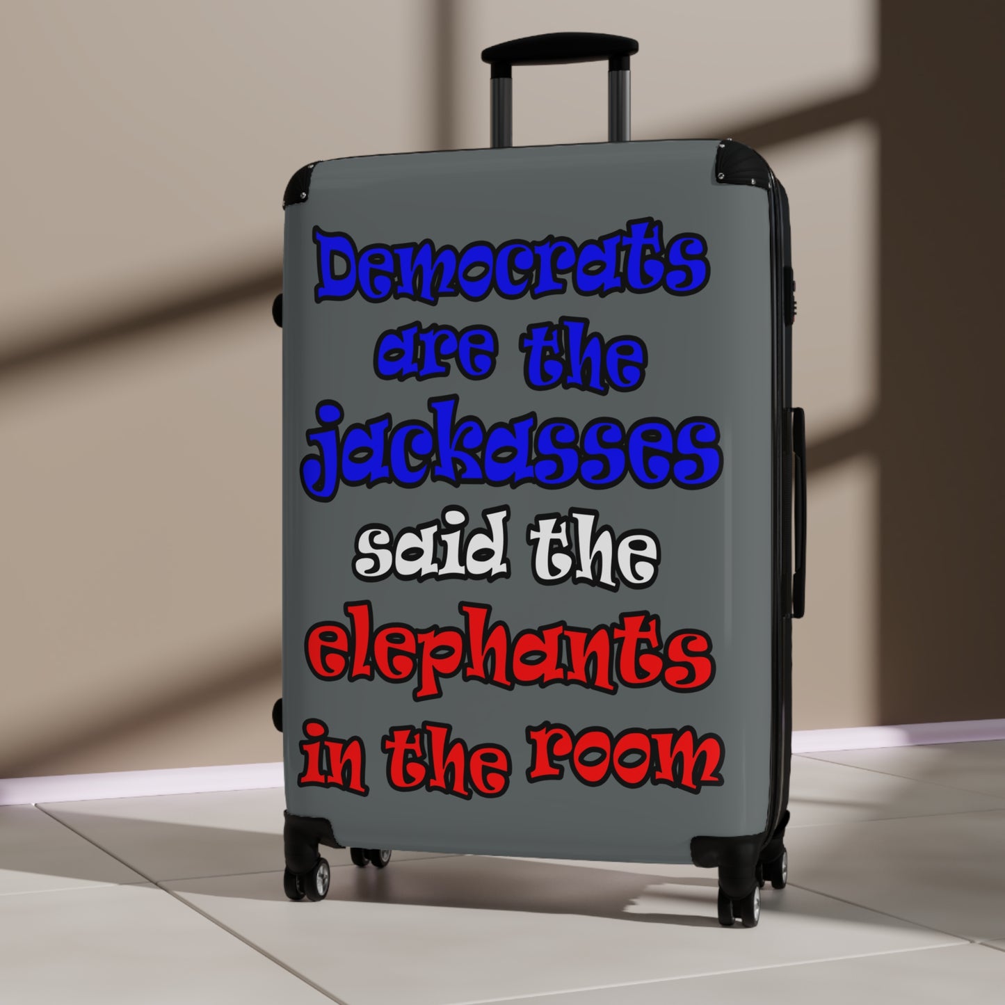 donkeys and elephants - Suitcase (dark grey)