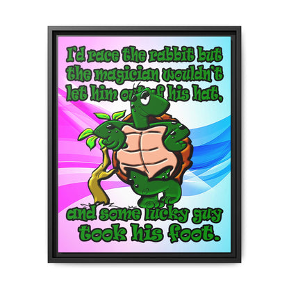 turtle race - framed canvas art (light blue-pink wave)
