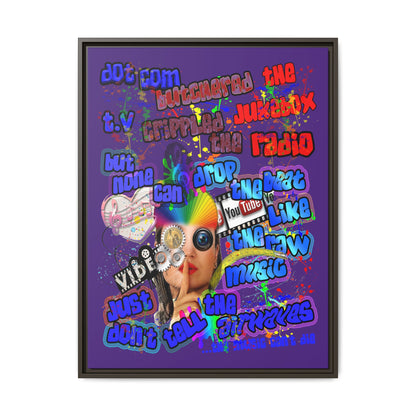 drop the beat - framed canvas art (purple)