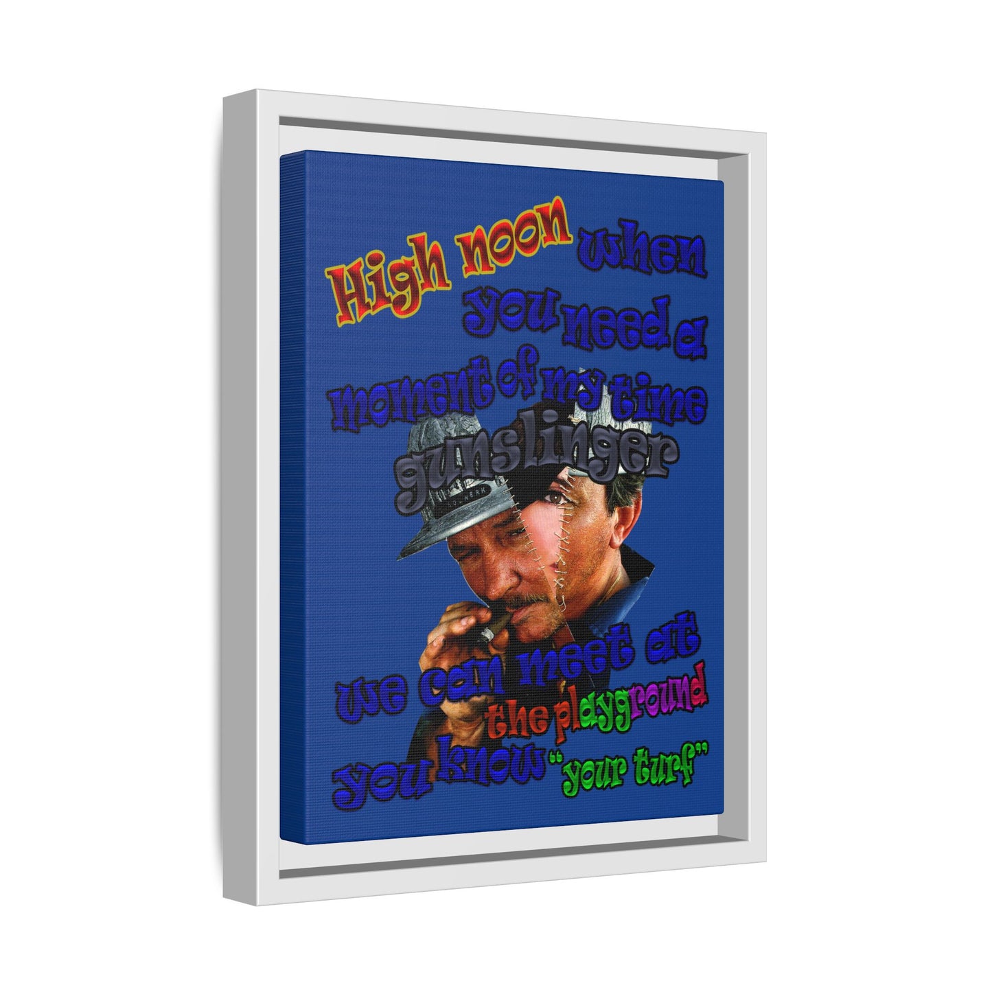 high noon - framed canvas art (dark blue)