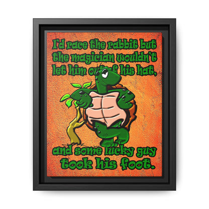 turtle race - framed canvas art (burnt orange)
