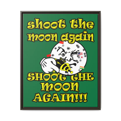shoot the moon again - framed canvas art (dark green)