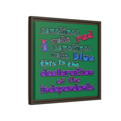 declaration of the independents - framed canvas art (dark green)