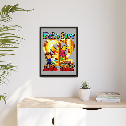 love peace - framed canvas art (light grey)