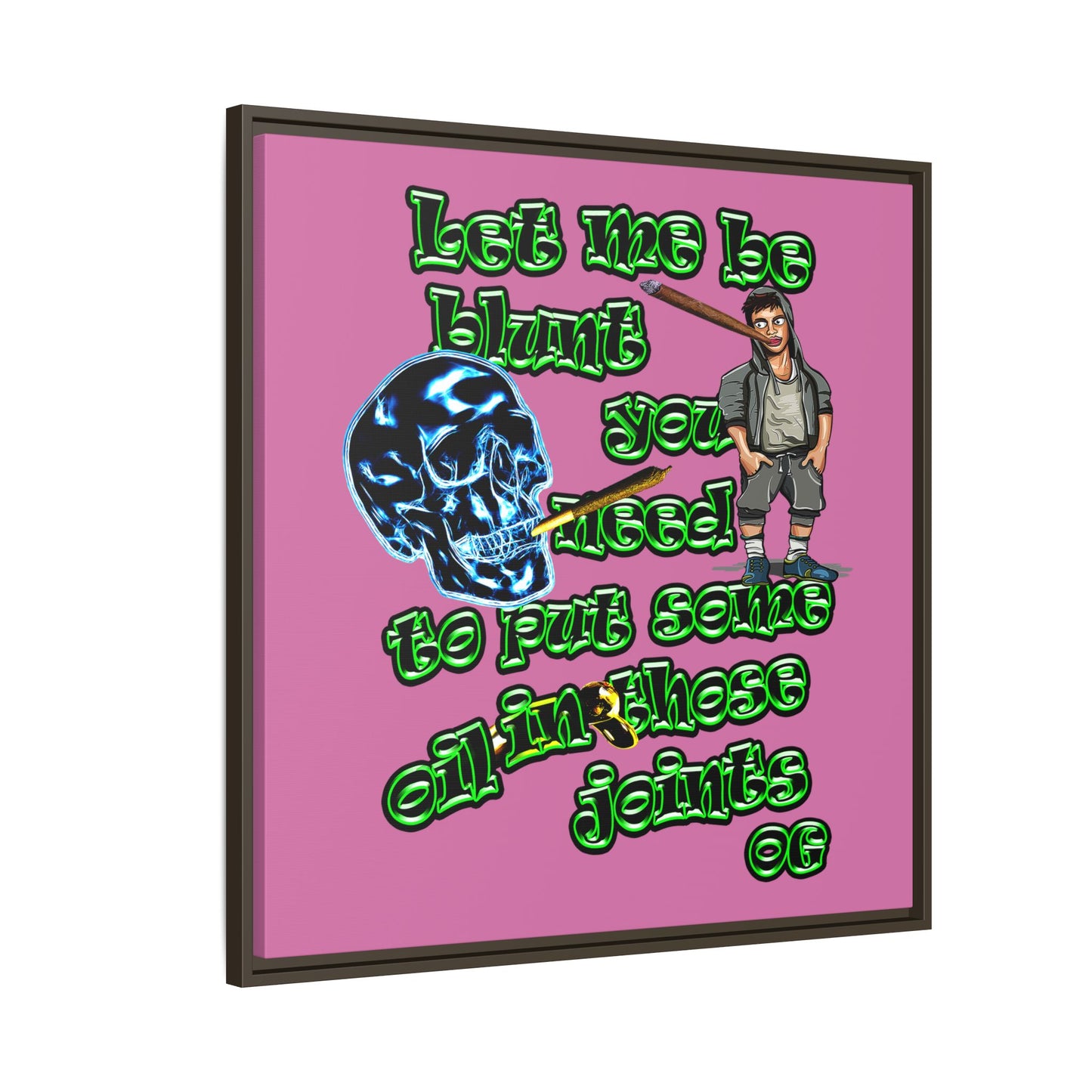 og - framed canvas art (light pink)