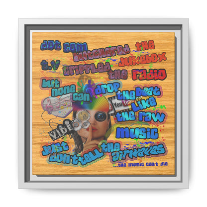drop the beat - framed canvas art (butterscotch wood finish)