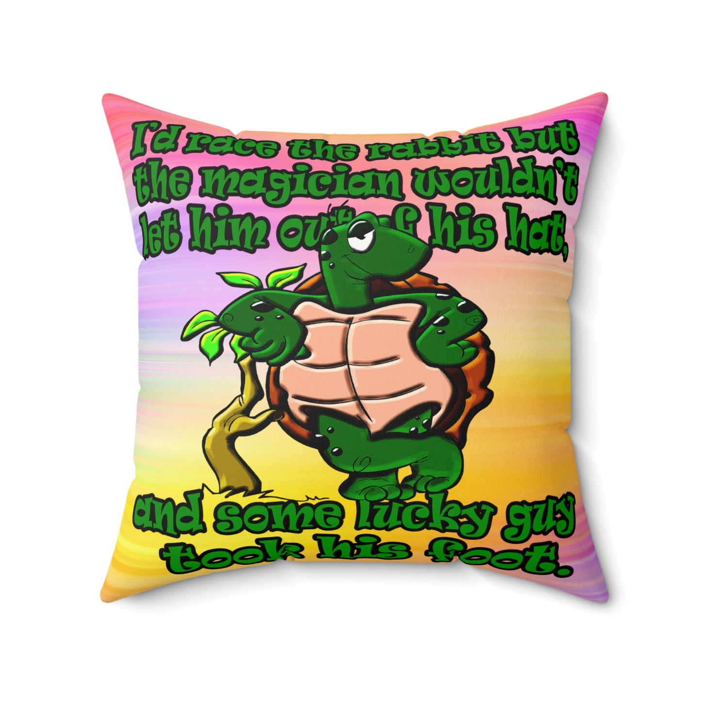 turtle race - Faux Suede Square Pillow - (color blur)