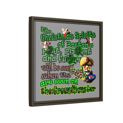 christmas spirits of boston - framed canvas art (grey)