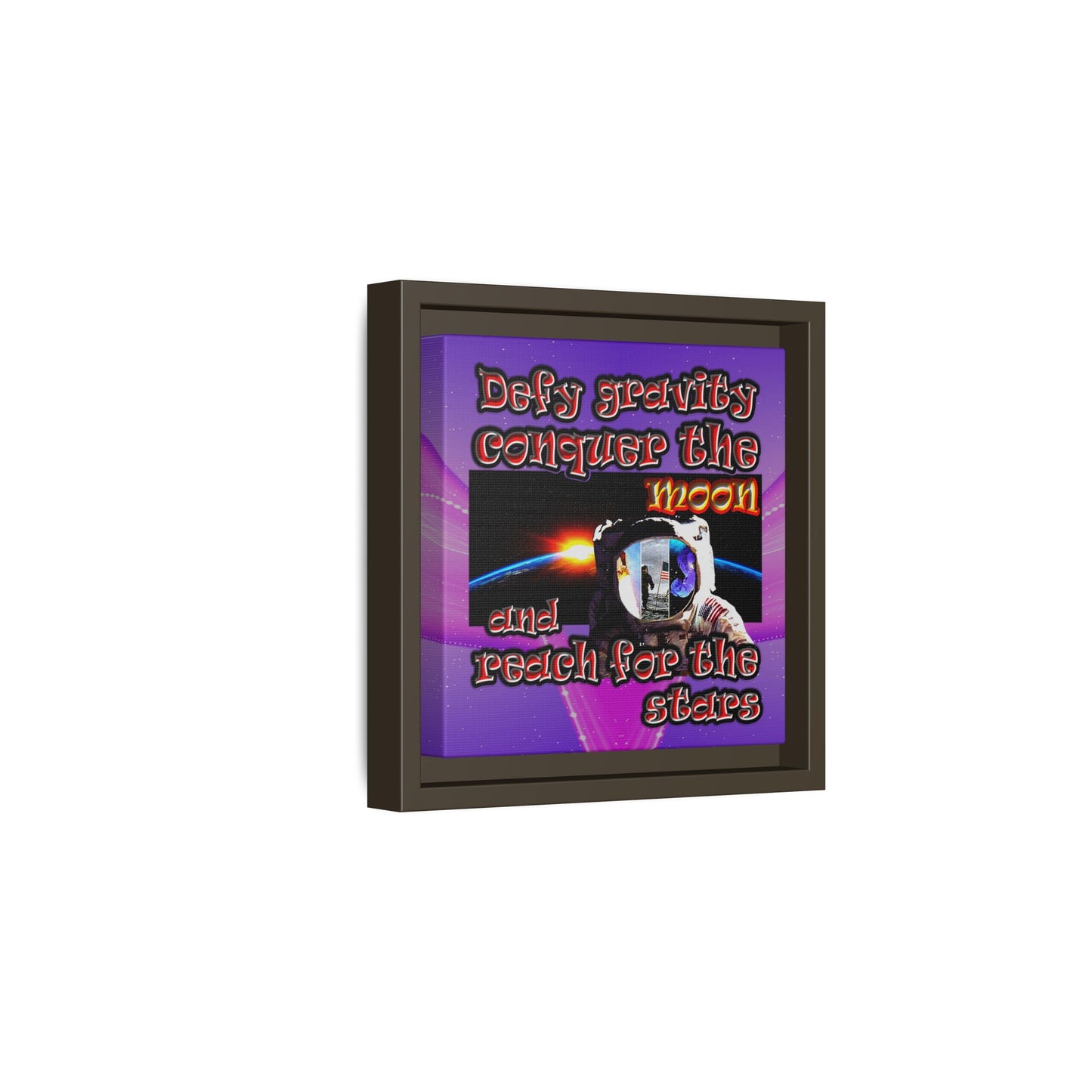 defy conquer reach - framed canvas art (purple-pink wave)