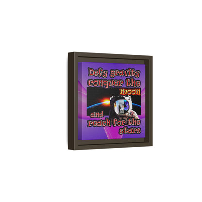 defy conquer reach - framed canvas art (purple-pink wave)
