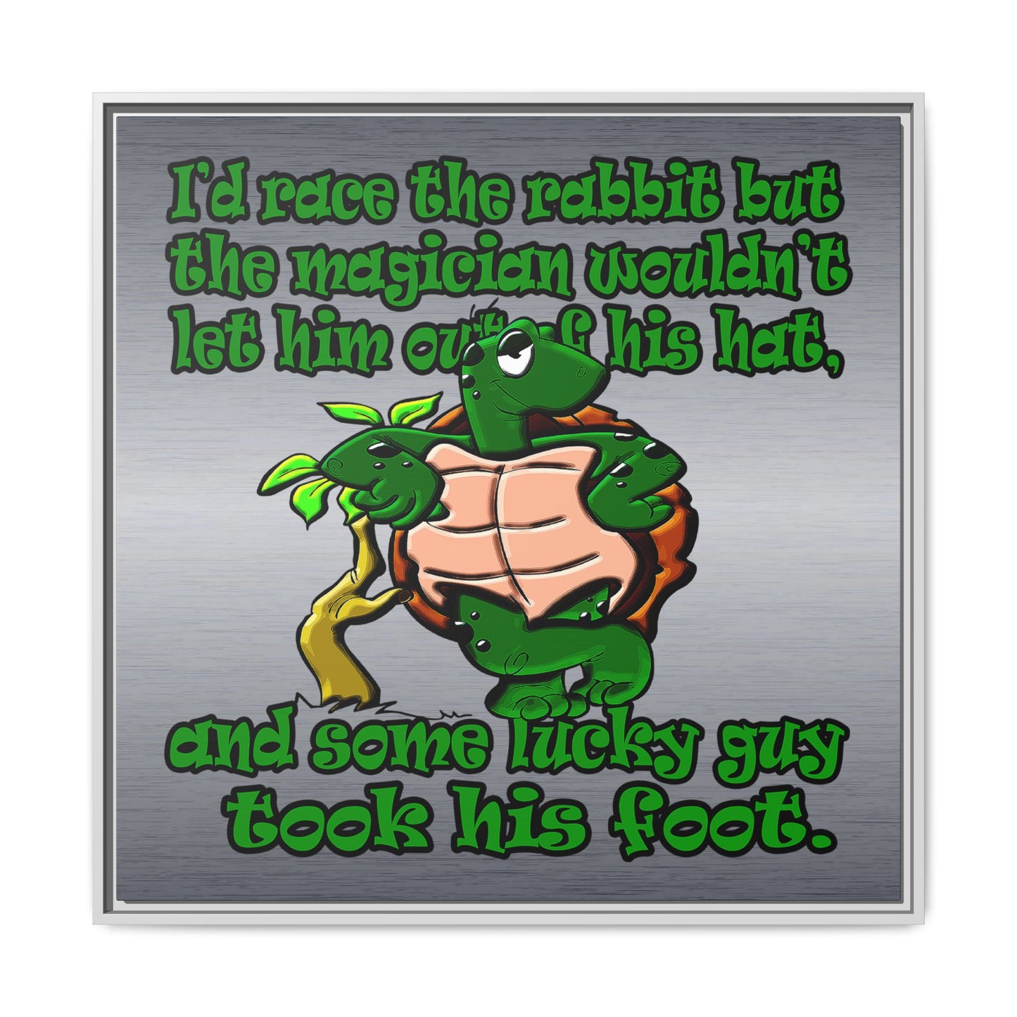 turtle race - framed canvas art (brushed nickel)