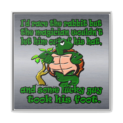 turtle race - framed canvas art (brushed nickel)
