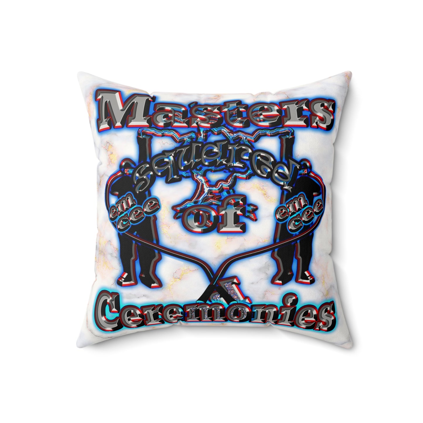 em cee squared - Faux Suede Square Pillow - (white marble)