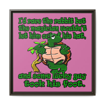 turtle race - framed canvas art (light pink)