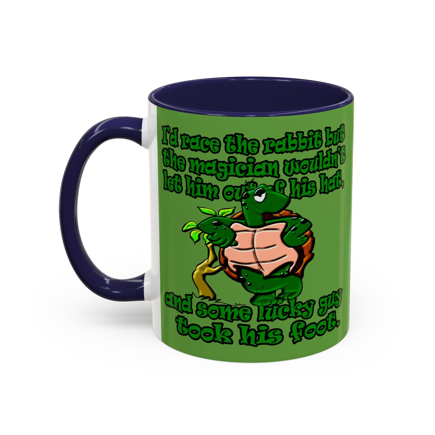turtle race - Accent Mug (green)