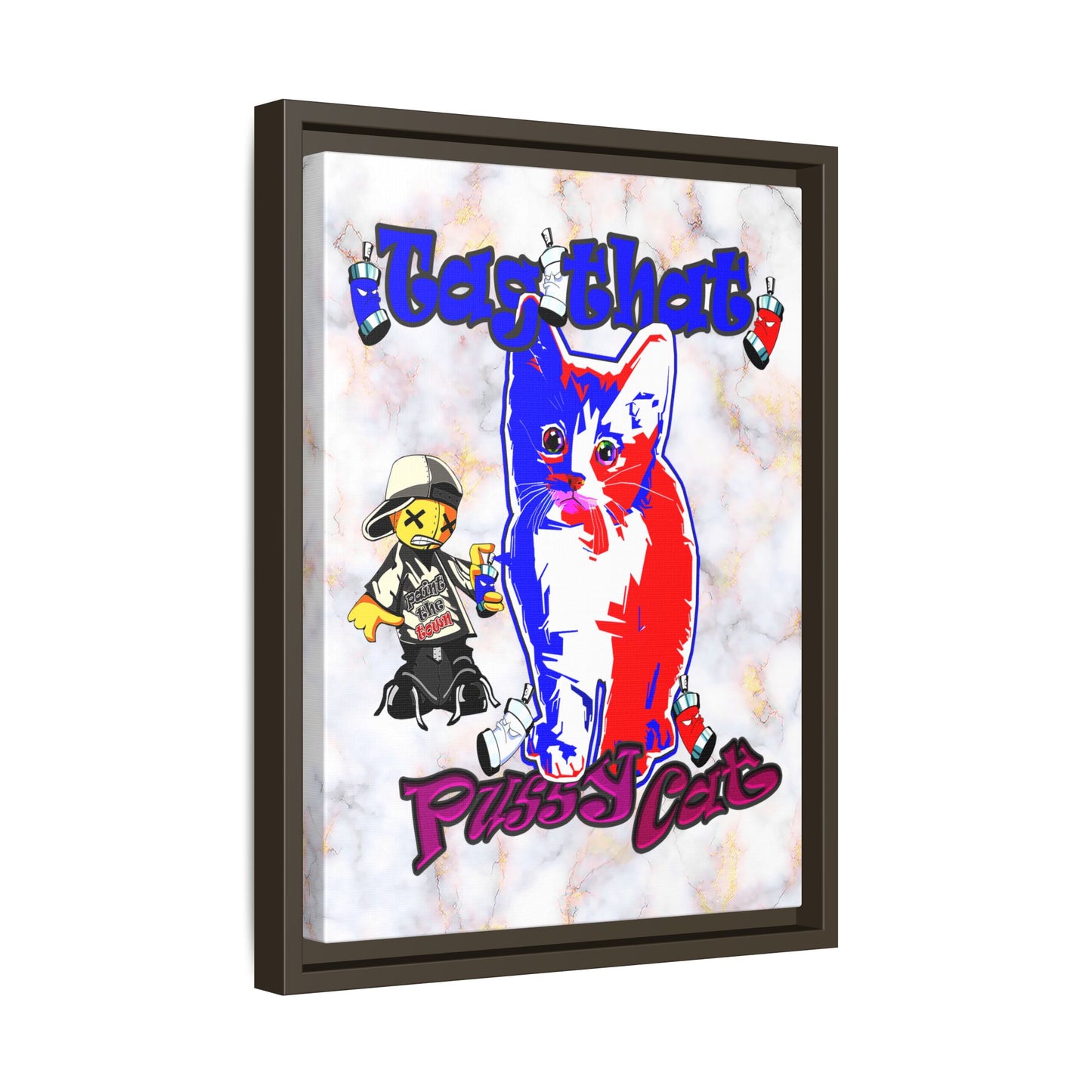tag that - framed canvas art (white marble)