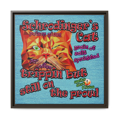 schrodinger's cat - framed canvas art (faded blue)