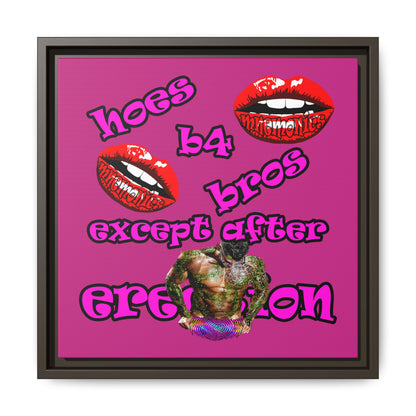 hoes b4 bros - framed canvas art (pink)
