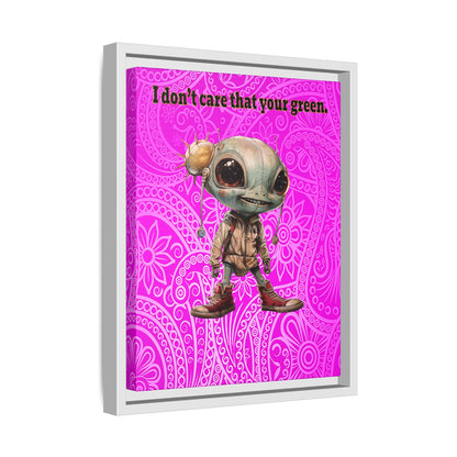 I don't care that your green - framed canvas art (pink swirl)